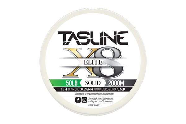 Tasline Elite X8 Solid Braid 8 Strand - White (50LB) - 2000m