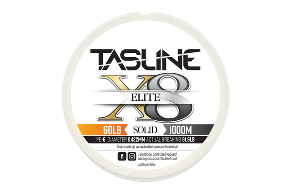 Tasline Elite X8 Solid Braid 8 Strand - White (60LB) - 1000m