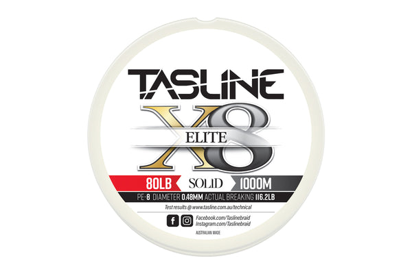 Tasline Elite X8 Solid Braid 8 Strand - White (80LB) - 1000m