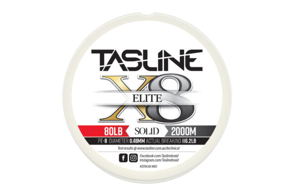 Tasline Elite X8 Solid Braid 8 Strand - White (80LB) - 2000m