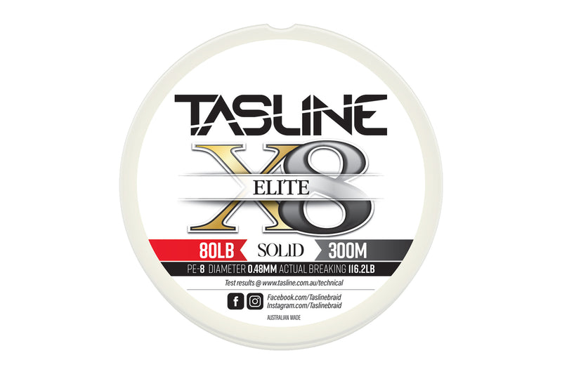 Tasline Elite X8 Solid Braid 8 Strand - White (80LB) - 300m