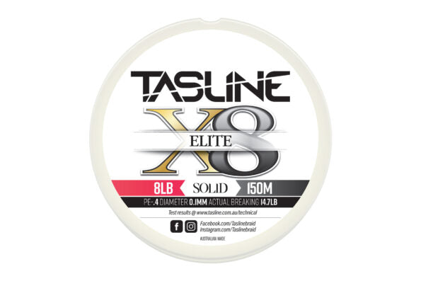 Tasline Elite X8 Solid Braid 8 Strand - White (8LB) - 150m