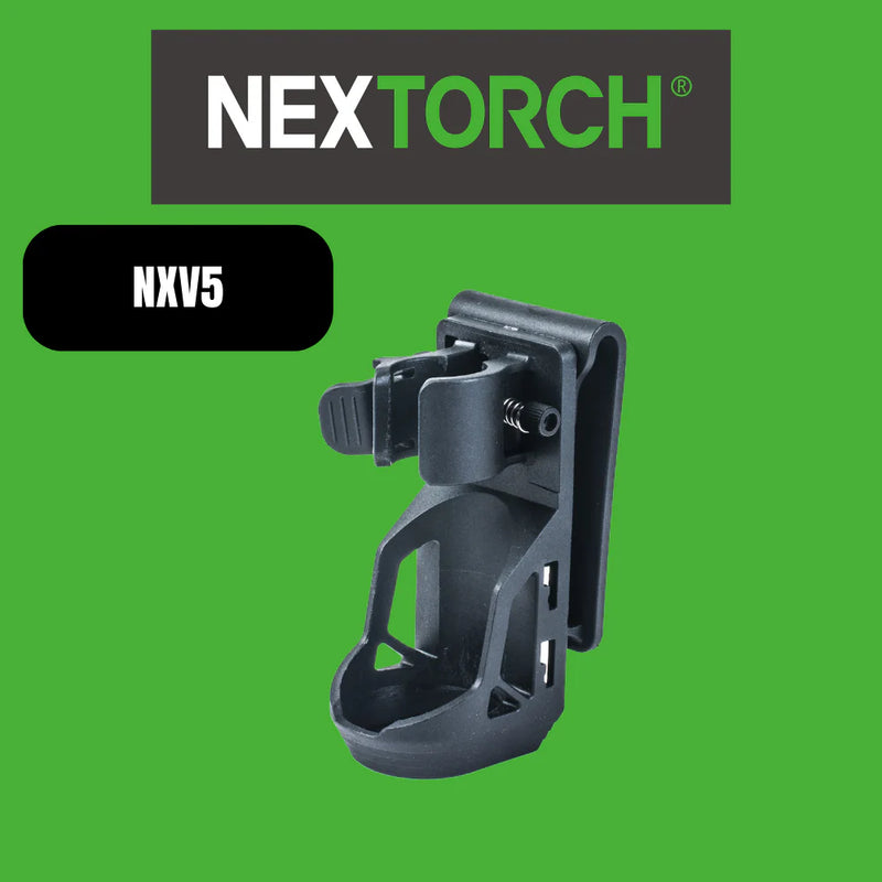 Nextorch V5 Flashlight Holder – 360° Rotating Mount with MOLLE & Belt Clip