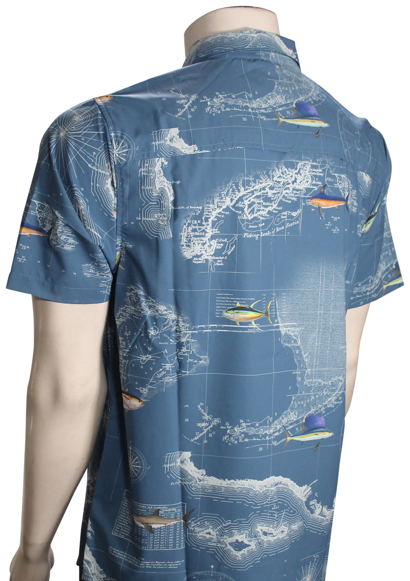 Salty Crew Flagship UV Short Sleeve Button Up Shirt - Channel Blue&nbsp;