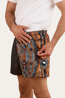 Ringers Western Walkabout Warrior Footy Short - Charcoal / Multi Colour Print