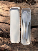 Wildtrak Eco Friendly Wheat Straw Cutlery Set in Case - Beige or Blue (Random Colour Selection)
