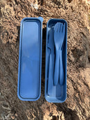 Wildtrak Eco Friendly Wheat Straw Cutlery Set in Case - Beige or Blue (Random Colour Selection)