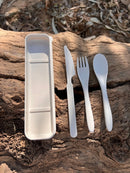 Wildtrak Eco Friendly Wheat Straw Cutlery Set in Case - Beige or Blue (Random Colour Selection)