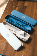 Wildtrak Eco Friendly Wheat Straw Cutlery Set in Case - Beige or Blue (Random Colour Selection)