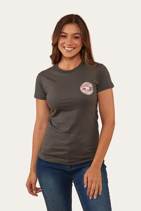 Ringers Western Women's Signature Bul Classic Fit T-Shirt - Vintage Black/Pink Camo