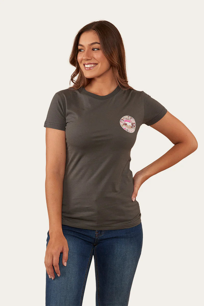 Ringers Western Women's Signature Bul Classic Fit T-Shirt - Vintage Black/Pink Camo