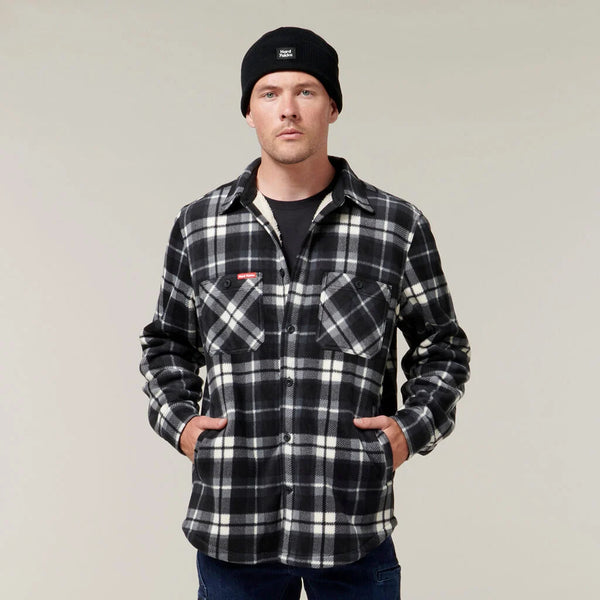 Hard Yakka Men's Legends Sherpa Flannelette Long Sleeve Shirt with Free Beanie - Tornado