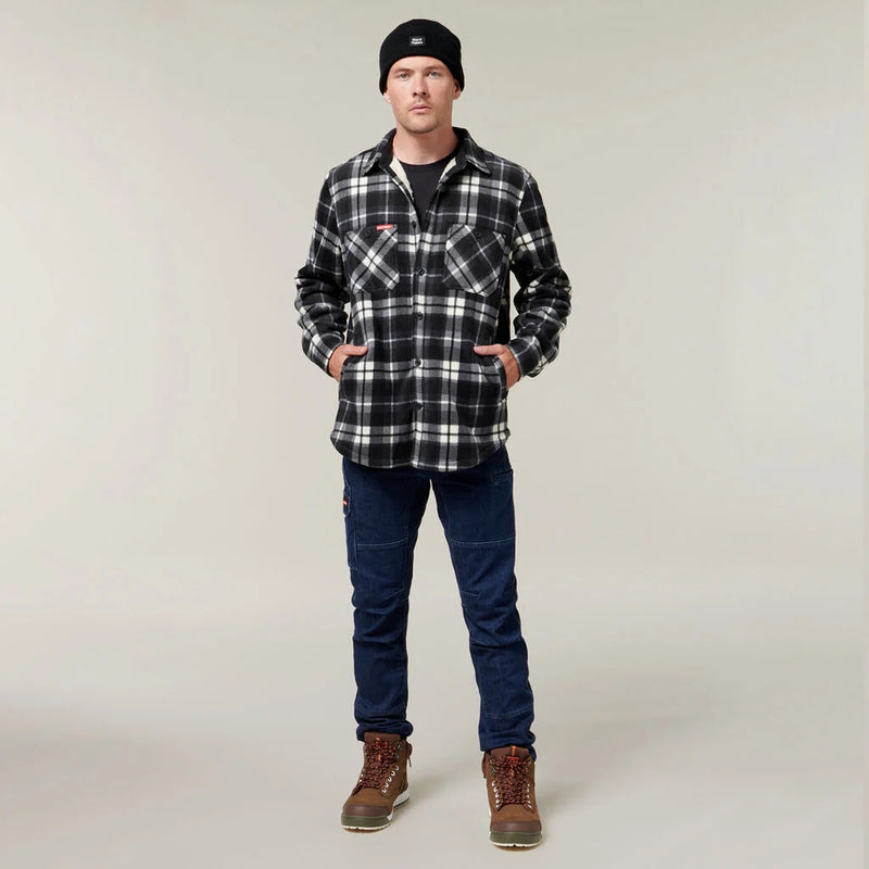 Hard Yakka Men's Legends Sherpa Flannelette Long Sleeve Shirt with Free Beanie - Tornado