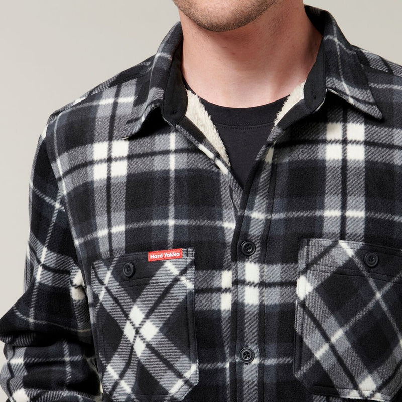 Hard Yakka Men's Legends Sherpa Flannelette Long Sleeve Shirt with Free Beanie - Tornado