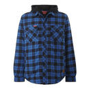 Hard Yakka Men's Quilted Flannel Hooded Shacket - Oceanic