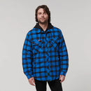 Hard Yakka Men's Quilted Flannel Hooded Shacket - Oceanic