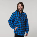 Hard Yakka Men's Quilted Flannel Hooded Shacket - Oceanic