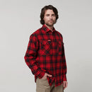 Hard Yakka Men's Long Sleeve Check Flannel Shirt - Red
