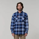 Hard Yakka Men's Long Sleeve Check Flannel Shirt - Blue