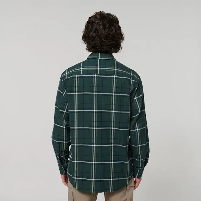 Hard Yakka Men's Long Sleeve Check Flannel Shirt - Green