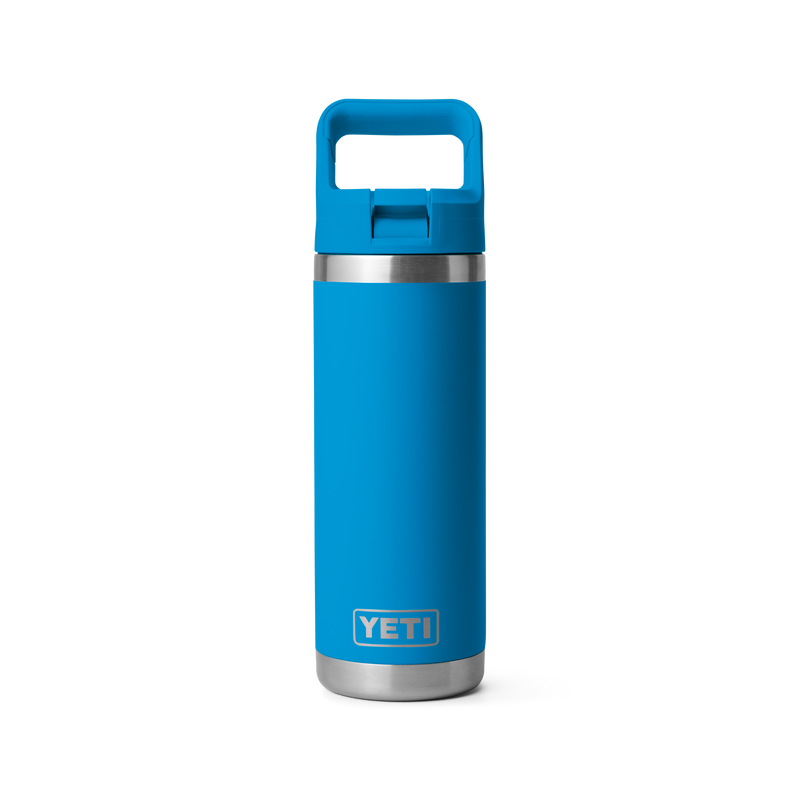Yeti Rambler 18oz Straw Bottle with Colour-matched Straw Cap (532ml) - Big Wave Blue