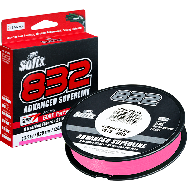 Sufix 832 Braided Fishing Line Pink 300yds