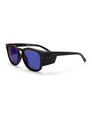 Liive Vision Angler Sunglasses - Matt Black Frame with Polorised Blue Mirror Lens