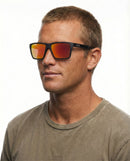 Liive Vision Bazza Sunglasses - Red Mirror Polarised Lens with Twin Blacks Frame