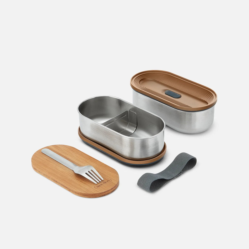 Black+Blum Stainless Steel Bento Box Fork Included Almond /Grey (1L/ 34oz )