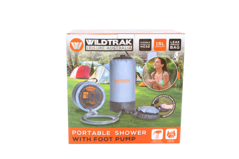 Wildtrak H/D 15L Portable Shower Bag with Foot Pump