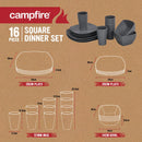 Campfire 16 Piece Square Dinner Set
