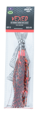 Vexed Bottom Meat Junior Triple Assist Hooks Red Worm (Assorted Hook Sizes)