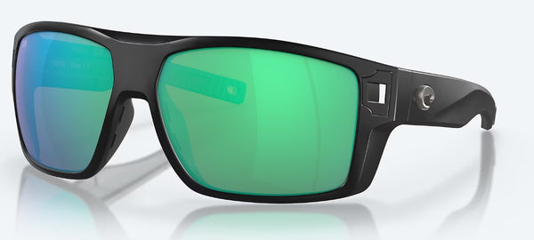 Costa Sunglasses Diego Matte Black Frame - Green Mirror Polarised Glass