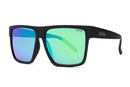 Liive Vision Brooksy Envy Sunglasses - Matt Black Float Frame with Mirror Polarised Green Lens
