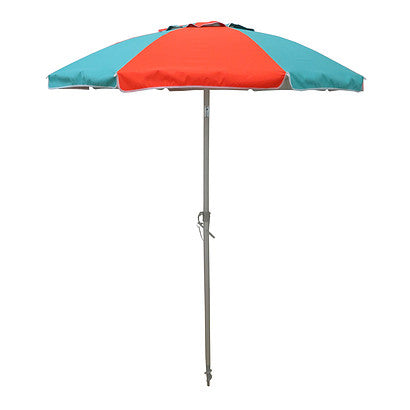 Beachkit Fiesta 185cm Beach Umbrella - Turquoise/Orange