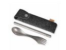 Lite My Fire Spork & Straw Kit - Titanium with Merino Wool Case