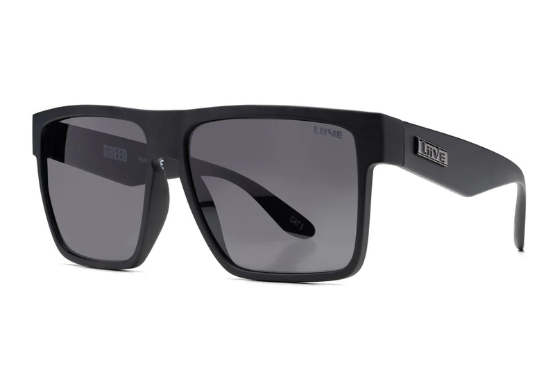 Liive Vision Greed Sunglasses - Matt Black Frame with Smoke Polarised Lens