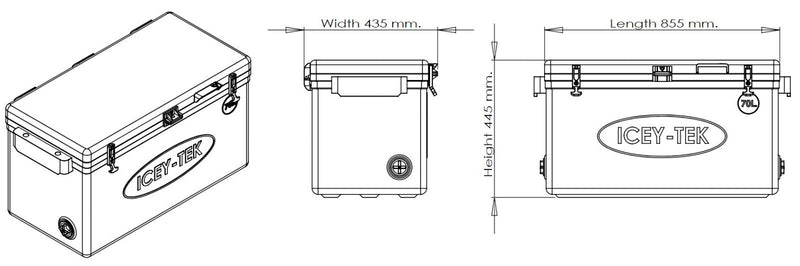 Icey Tek Long Ice Box Cooler - 70L White