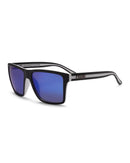 Liive Vision Laguna Sunglasses - Blue Mirror Polarised Lens with Matt Black & White Frame