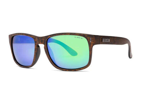 Liive Vision The Lewy Sunglasses - Brown Sanded Frame with Blue/Green Mirror Polarised Lens