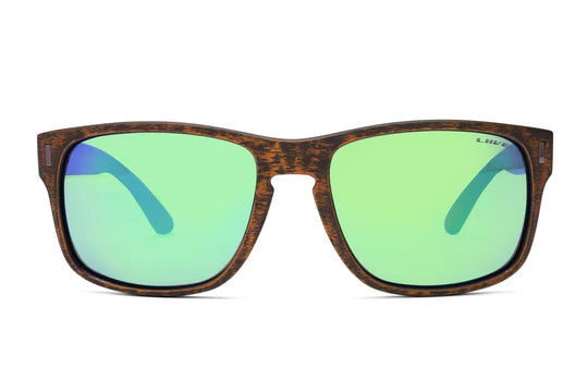 Liive Vision The Lewy Sunglasses - Brown Sanded Frame with Blue/Green Mirror Polarised Lens