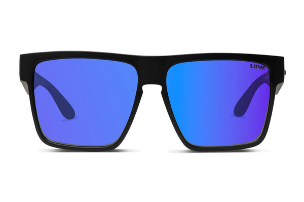 Liive Vision Greed Sunglasses - Matt Black Float Frame with Mirror Polarised Blue Lens