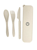Wildtrak Eco Friendly Wheat Straw Cutlery Set in Case - Beige or Blue (Random Colour Selection)