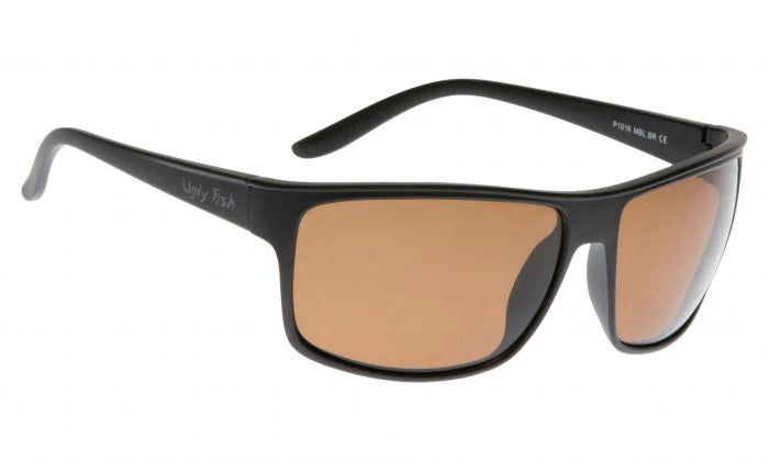 Ugly Fish P1016 Polarised Lifestyle Sunglasses - Matt Black Frame/Brown Lens