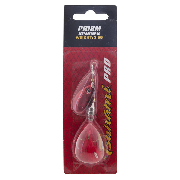 Tsunami Prism Spinner Lure Red/Silver, Red, Red Feather (3.5g)