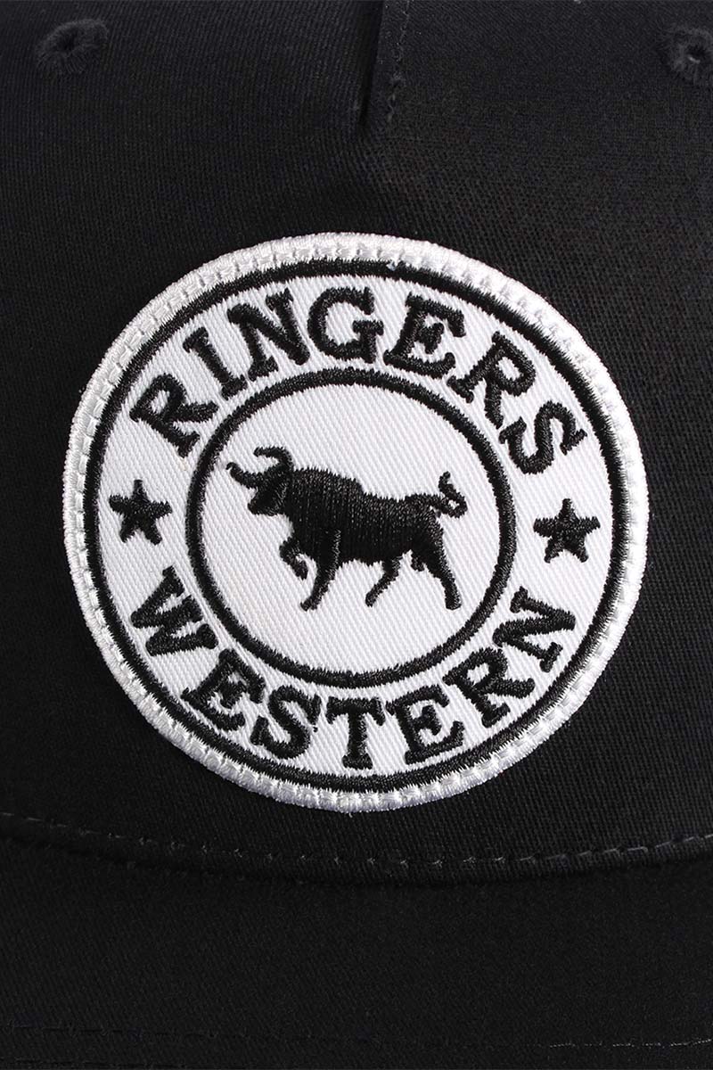 Ringers Western Signature Bull Trucker Cap - Black with Black & White Patch
