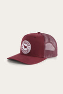 Ringers Western Signature Bull Trucker Cap - Burgundy with Burgundy & White Patch