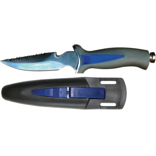 Mirage Rayzor Elite Dive Knife With Sheath and Strap - Blue