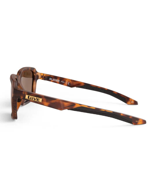 Liive Vision Slider Sunglasses - Brown Tortoise Shell Frame with Polarised Brown Lens