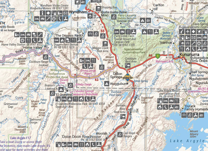 Hema Maps The Kimberly Map features/ The Gibb River Road (15th Edition)